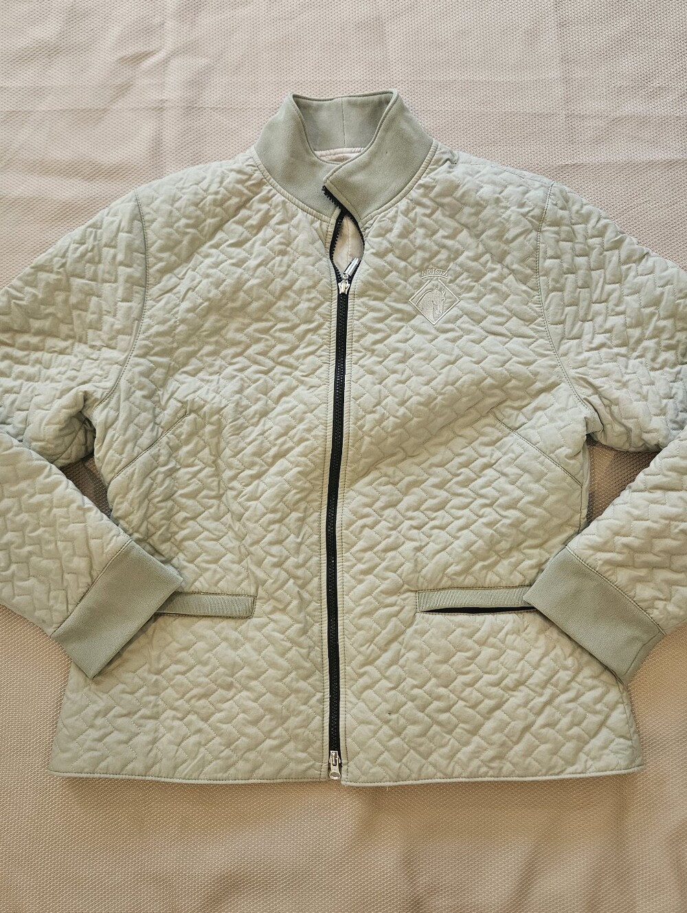 Arista Equestrian Quilted Jacket Sage Green Horse Logo XL Riding Dressage Barn